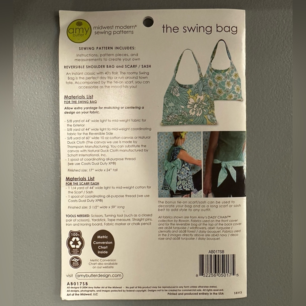 Amy Butler The Swing Bag sewing pattern - Picture 2 of 4